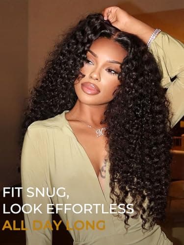 Peerless 28 Inch 13x6 Deep Wave Full Lace Front Wigs Human Hair 200% Density HD Frontal Wigs for Black Women No Synthetic Blend Pre Plucked Glueless Curly Human Hair Wig Natural Color - Thumbnail 3