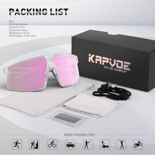 KAPVOE Polarized Cycling Glasses Sports Sunglasses Women Men Bicycle MTB UV400 Protection Running Mountain Bike Baseball Biking Goggles Riding BMX Fishing Running Riding Golf Driving Softball 13 - Thumbnail 5
