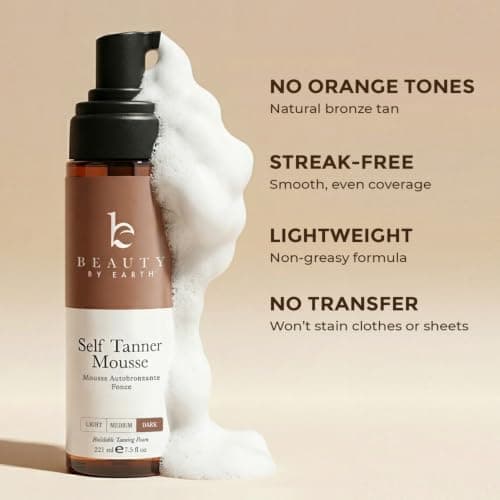 Self Tanner Mousse - USA Made with Natural & Organic Ingredients, Self Tanning Mousse Foam for Ultra Dark Fake Tan, Non Toxic Sunless Tanner for Darkest Streak Free Finish & Natural Looking Tan - Thumbnail 3