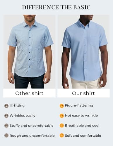 PJ PAUL JONES Mens Shirt Short Sleeve Business Casual Shirts Slim Fit Button Down Dress Shirt Deep Blue - Thumbnail 5