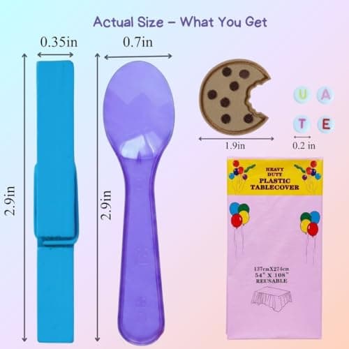 Cheer Pins Spirit Clip U ATE Kit 60 Colored Wooden Clothes 50 Spoons Cookies 250 U ATE Beads Polymer Sprinkles Pens and Disposable Tablecloth Cheer Pin Decor for Cheerleading Backpack Ribbon Gift Bulk - Thumbnail 3