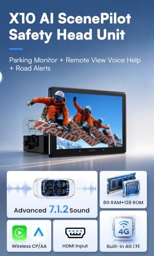 ATOTOZONE X10 10" Single Din & Double Din Car Stereo, Floating Screen,8G+128G Android in-Dash Navi, AI Vision, Cloud SIM&4G LTE, 7.1.2 Ch Hi-Fi Audio, FLAC, Wireless Carplay&Android Auto, ADS Support - Thumbnail 2