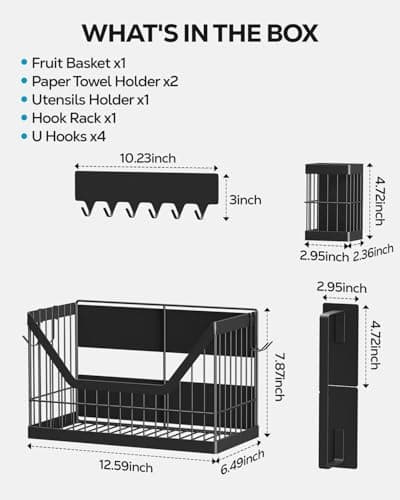 Nieifi Magnetic Laundry Organizer, Onion Potato Storage, Magnetic Fridge Organizer 4 Pack - Fruit & Vegetable Storage Basket with Utensils Racks, Paper Towel Holder for Kitchen, Laundry Room - Thumbnail 2