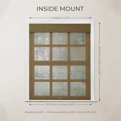 TWOPAGES Bamboo Roman Shades for Indoor Windows No Drill Blinds Natural Woven Custom Shades Cordless,P Series Rae Collection - Thumbnail 5