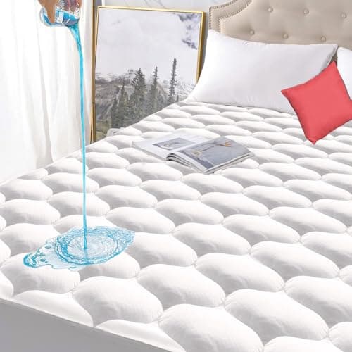 California King Size Quilted Fitted Waterproof Mattress Pad, Premium Hollow Material Filling Mattress Protector, Breathable, Quiet, Cooling, Machine-Washable Mattress Cover with 21” Deep Pocket - Image 1