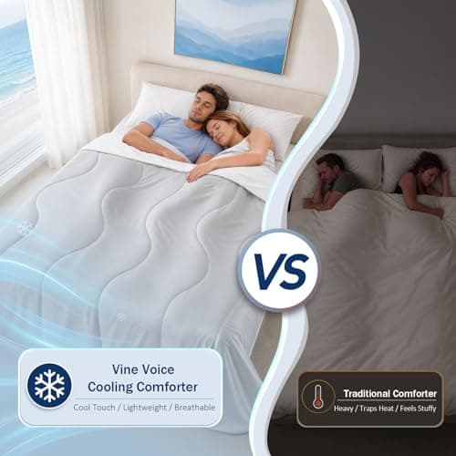 Vine Voice Cooling Comforter for Hot Sleepers, Queen 90x90, Silver Gray - Thumbnail 6