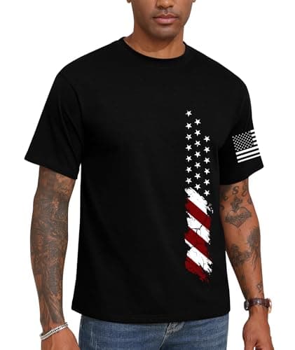 KESIHAN American Flag Shirt Men's Freedom Shirt Patriots Punisher Shirt Mens Graphic True Classic Tees - Thumbnail 2