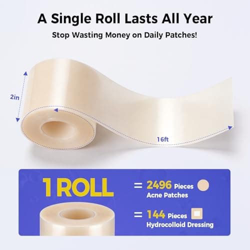 GIATATHA Hydrocolloid Roll for Acne, Blister, Wound, Pimple Patches for Face Hydrocolloid Bandages Cut to Size, Flexible & Waterproof, Ultra Absorbent, First Aid Supplies, Medical Supplies(2in*16ft) - Thumbnail 4