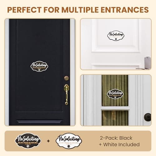Woodamore Funny No Soliciting Sign For House Door - 2 Pack Small No Soliciting Sign For Front Door Hanging, Wooden No Solicitors Signs For Office Home Decor, Please Do Not Knock Or Ring Doorbell Signs - Thumbnail 6