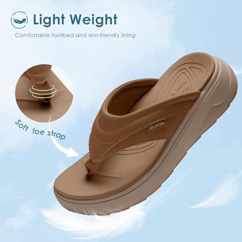 Vilanva Women's platform flip-flops Brown Size 8 - Thumbnail 4
