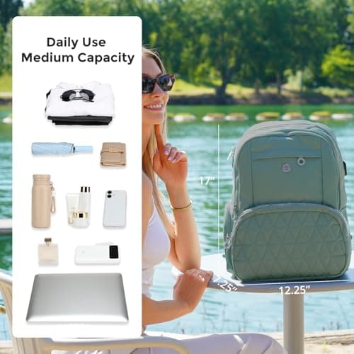 Swissdigital Design Travel Backpack for Women, 15.6 inch Laptop College Grayish Medium Simple Modern Backpacks for School with USB Charging Port for Womens Girls | SD1711-27 - Thumbnail 3