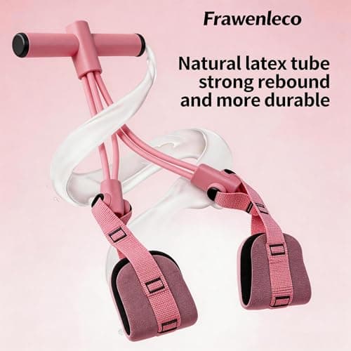 FRAWENLECO Fitness Resistance Bands with 4 Tube Pedal Ankle Puller, Elastic Yoga Pedal Stretch Band for Exercise, AB Training, Sit Up Equipment(Pink) - Thumbnail 2