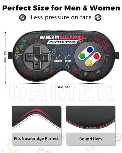 BeeVines 2 Pcs 100% Mulberry Silk Sleep Mask, Game Themed Eye Mask for Kids & Adults, Soft Skin-Friendly Blackout Eye Cover with Adjustable Strap, Lightweight Silk Eye Mask for Travel Sleep - Thumbnail 3