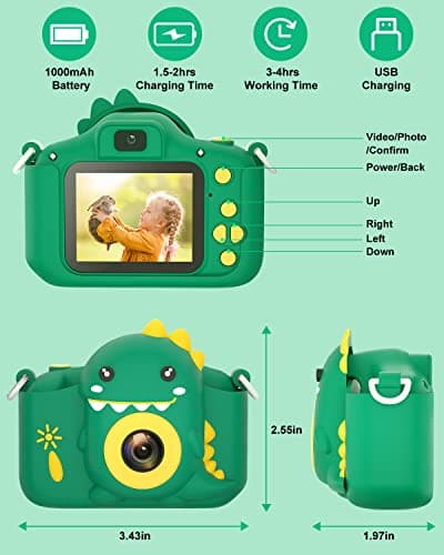 Kids Camera for 3-12 Years Old Toddlers Childrens Birthday Graduation Gifts Selfie Digital Toy Camera with 32GB SD Card for 4 5 6 7 8 9 10 11 Boys Girls - Thumbnail 5