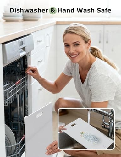 Glass Cutting Board,16"x12" Non Toxic Tempered Glass Chopping Board for Kitchen with Non-Slip Feet, House Warming Gift for New Home, Gifts for Women, Christmas Gift for Mom - White - Thumbnail 6