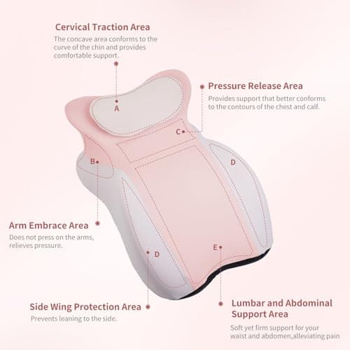 Adult Memory Foam Ergonomic Wedge Prone Pillow, Bed Pillow for Sitting Up, Back, Neck, and Leg Pain Relief, Anti Snoring, Ideal for Massage, Reading, Sleeping, with Removable Washable Cover, Pink - Thumbnail 3