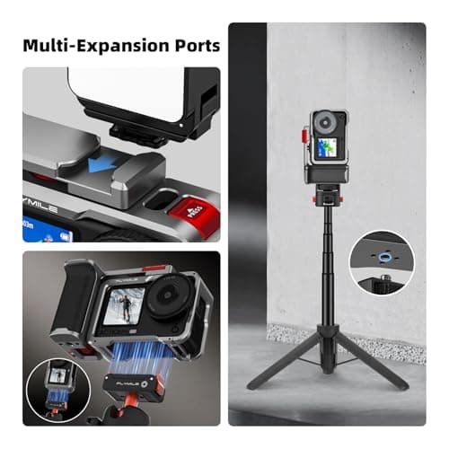 Flymile Action 6 Grip Kit (with Metal Cage), Aluminum Alloy Camera Handle Bundle Expansion Mount with Shutter Button, Quick Release, Cold Shoe, 1/4" Threaded Hole for DJI Osmo Action 6 Accessories - Thumbnail 5