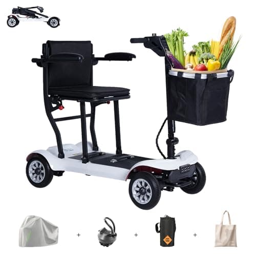 Mobility Scooter PAISEEC D3 Lightweight Mobility Scooter for Senior, 39.7 lbs Folding Mobility Scooters with 2 Batteries, All Terrain, 18.6 Miles, Airline Approved Mobility Scooters for Travel (WHITE)