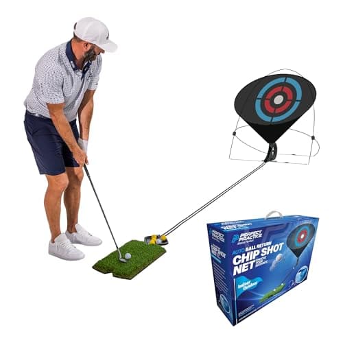 Perfect Practice Chip Shot: The Ultimate Golf Chipping Net & Chipping Mat System. Portable Indoor Training Aid with Automatic Ball Return. Master Your Short Game - Image 1