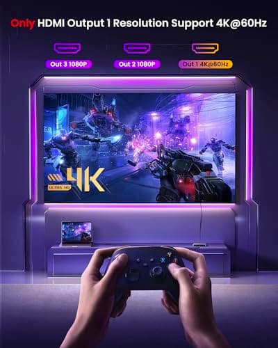 avedio links USB C to HDMI Multi Monitor Adapter, HDMI Splitter 1 in 3 Out Extended Display for Triple Monitor with 100W PD Port, Out 1 4K@60Hz, Out 2 and 3 1080p, Display for Windows Mac OS - Thumbnail 5