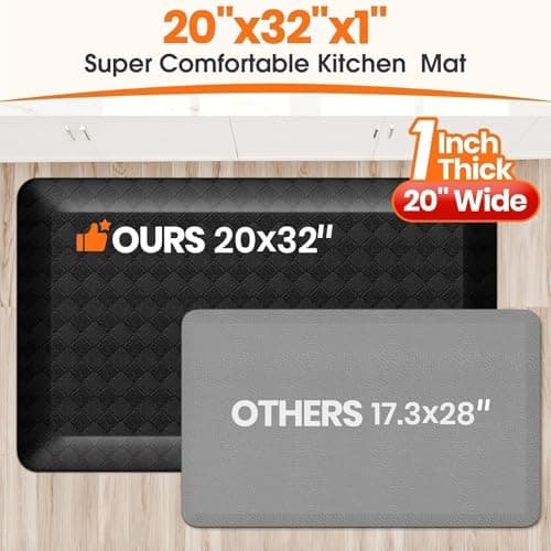 StepRite 1” Thick Kitchen Mats for Floor, Anti Fatigue Kitchen Rugs, Non-Slip,Heavy Duty Water Resistant Kitchen Rug, Standing Desk Mat for Friends, Family, Home, Kitchen, Office (32" x 20", Black) - Thumbnail 5