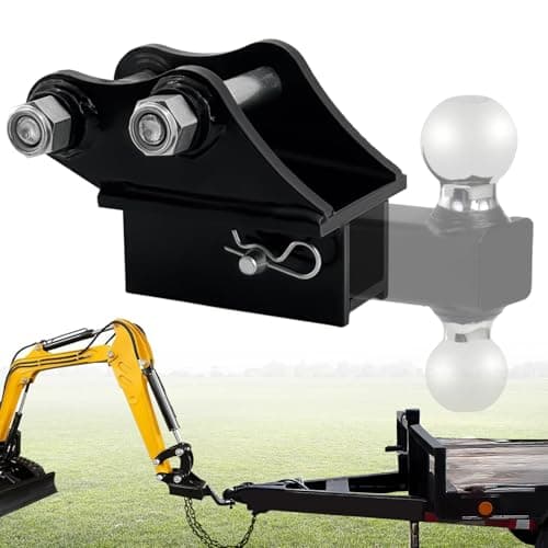 Mini Excavator Trailer Hitch Receiver Attachment – Fits 0.8–1.8T Mini Excavators - Heavy-Duty Alloy Steel with Standard 2-Inch Receiver – 5,000 lbs Tongue & 20,000 lbs Trailer Capacity – Includes Pin