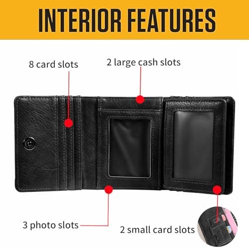 HiChiclife Men's Trifold Wallet, Classic RFID Blocking Leather Design - Durable Front Pocket Wallet with ID Window & Multiple Card Slots, Gift Box Included - Thumbnail 2