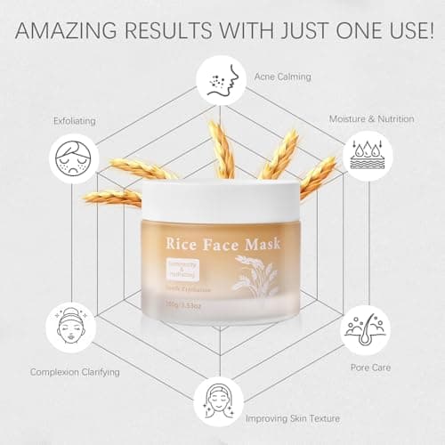 Bmrewax Rice Face Mask, Gentle Exfoliating Wash Off Facial Mask for Dull, Rough Skin, Pore Clearing, Remove Dead Skin Cells for All Skin Types 3.53 Fl Oz - Thumbnail 3