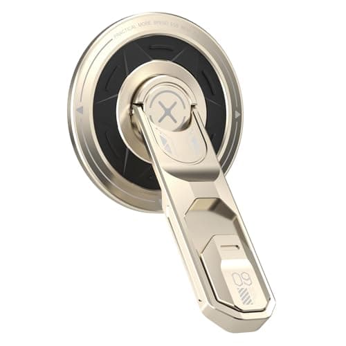 360° rotating magnetic phone holder, made of aluminum alloy, lightweight and portabl, with a press-type buckle design for an ultra-thin stand, suitable for all smartphones including iPhone and Samsung