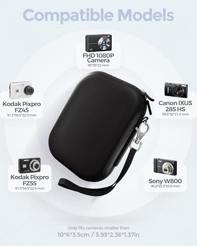 ProCase Small Digital Camera Case for KODAK PIXPRO FZ55/FZ53/FZ45/FZ43, Hard Shell Camera Case, Cute Compact Travel Carrying Protective Camera Storage Case for Kids -Black - Thumbnail 2