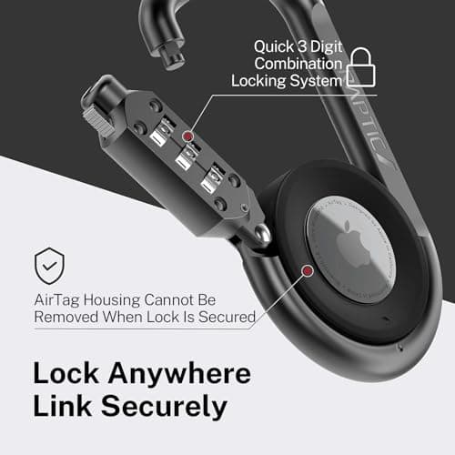 RAPTIC Upgraded Link & Lock for Apple AirTags, Anti-Theft, Heavy Duty Combination Lock, Secure Polycarbonate Housing for Air Tags, 3-Digit Combination Lock, Bike Travel Essential, Dark Grey - Thumbnail 3
