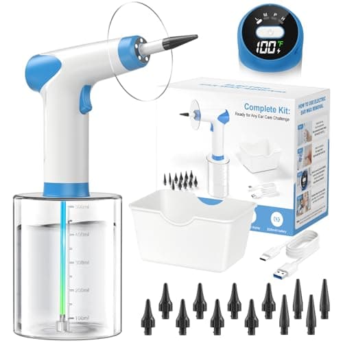 Featjoy Ear Wax Removal Kit, 2026 Electric Ear Cleaner with 12 Cleaning Modes & Real-Time Water Temp, Effective Ear Flushing Irrigation System for Multiple Earwax of Adults Kids, with 12 Tips, Basin - Image 1