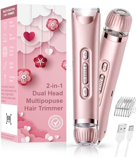 VEGITERIA Bikini Trimmer for Women- LED Light Electric Razors for Women for for Face, Bikini, Body, Leg, USB Rechargeable Facial Hair Removal, IPX7 Waterproof Electric Shaver, Painless & Flawless - Image 1