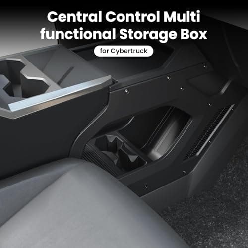 TESCYBERMODS Lower Center Console Organizer for Cyber Truck 2023 2024 2025 2026, Custom Fit Double-Layer Floor Storage Tray Insert, Cyber Truck Accessories Interior Storage Box (Interior Black) - Thumbnail 4