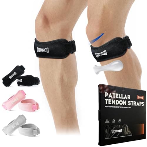 GOUNOD Patellar Tendon Support Strap 2 Pack,Knee Strap for Knee Pain Relief,Patella Band for Basketball, Jumpers Knee, Tendonitis, Running, Hiking, Soccer, Osgood Schlatter（Black） - Image 1