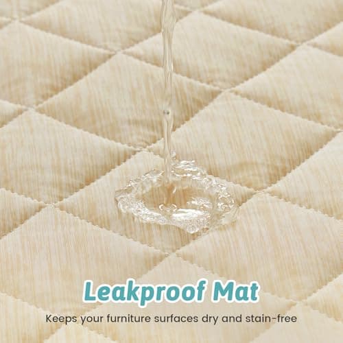 COZY KISS Dog Cooling Mat 82"x102" Q-Max>0.4, Extra Large Waterproof Cooling Dog Bed Cover, Leakproof Non-Slip Pet Mat, Furniture Protector Washable Cooling Blanket for XL Dogs, Sofa Cover (Beige) - Thumbnail 5