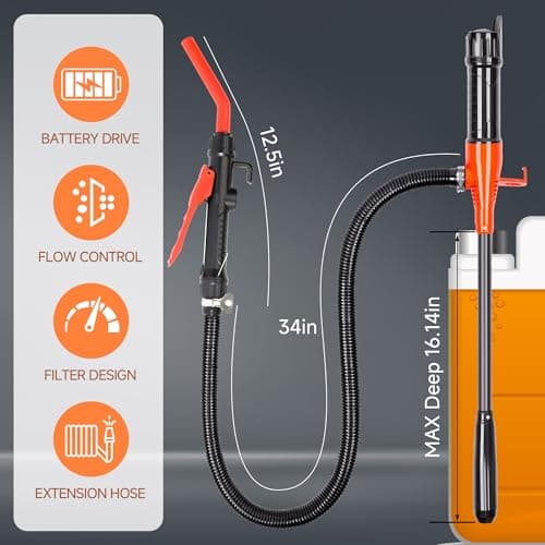 Portable Battery Powered Fuel Transfer Pump, Adjustable Flow Nozzle, Battery Siphon Pump for Gasoline, Diesel, Kerosene, Non-Potable Water – Ideal for Vehicles, Lawn Mowers, and Emergency Use - Thumbnail 6