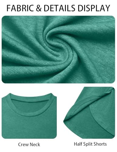 JUSTFASHIONNOW Womens Short Pajamas Set 2 Piece Lounge Set Women Stripe Short Sleeve Split Shorts Sets Casual Summer Shorts Sets Comfy Loungewear Outfits Green XXL - Thumbnail 6