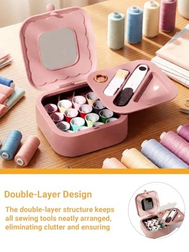 Travel Sewing Kit with Magnetic Tools | Compact Portable Set for Women Teens Girls Grandmas | Ideal for Home School Travel Clothes Mending & Embroidery | 3.9x2.8x1.2 Inches (10x7x3cm) - Thumbnail 6