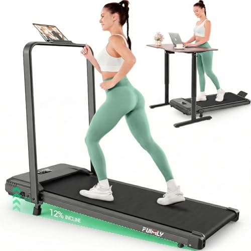 FUNMILY Walking Pad Treadmill with Incline, Foldable Treadmills for Home Office, Portable Walking Pad 300lbs Capacity, Remote Control, 2s Folding Treadmill(Dark Black) - Image 1