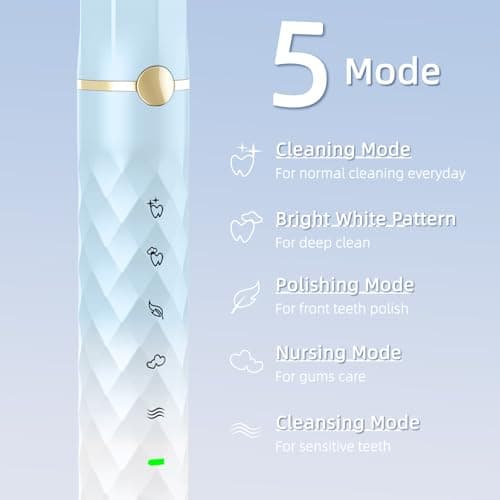 Seapeoa Electric Toothbrush Set, Equipped with 10 Brush Heads and Travel case, IPX8 Waterproof, 2-Minute Timer, 42000 high-Frequency Vibrations, 5 Modes, The First Choice for Gift Giving - Thumbnail 5