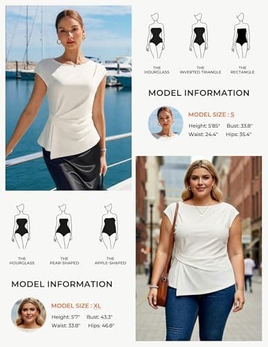 GRACE KARIN Womens 2026 Summer Short Sleeve Tops, Dressy Casual Peplum Shirts Outfit, Tunic Blouses Trendy Fashion Clothes White M - Thumbnail 4