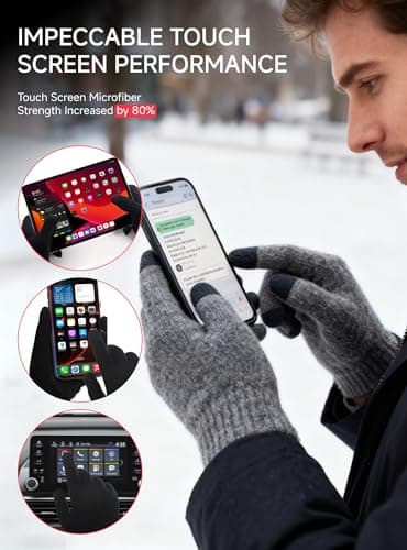 TRENDOUX Cashmere Warm Gloves - Women's Men's Cold-Weather Gloves, Stretchy Premium Fit for Ladies Girl Outdoor Activities Dark Gray M - Thumbnail 4