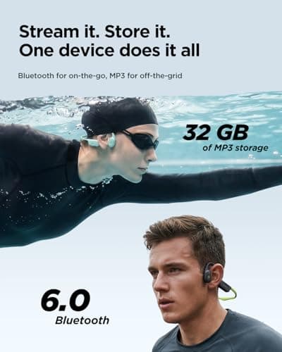 HAKII Sole Bone Conduction Headphones, Open-Ear Bluetooth & MP3 Wireless Sport Headphones for Running & Workout, IP68 Swimming Headphones, 32GB, Long 10H Playtime - Thumbnail 2