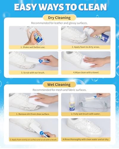 Jevvu Shoe Cleaner, Sneaker Cleaner Kit with Brush and Towel, Deep Clean Shoe Cleaning Kit for White Shoes, Leather and Rubber - Thumbnail 6
