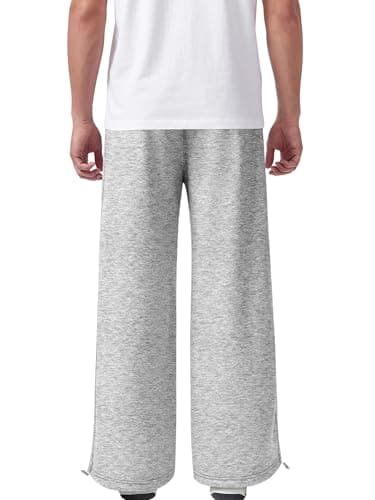 Crastimo Men Baggy Cotton Oversized Sweatpants Comfy Lightweight Loose Gym Trousers Easter Athletic Lounge Slacks Valentine's Day Gift for Him Gray M - Thumbnail 2