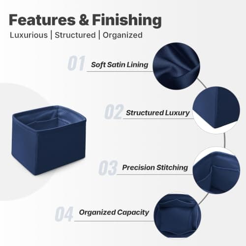 KINGS IN BAG Satin Purse Organizer for Picotin 18, Blue nuit - Thumbnail 6