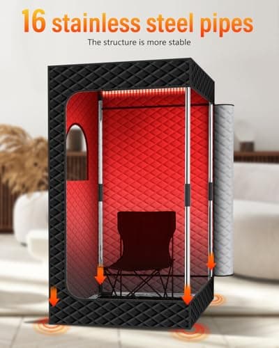 KASUE Portable Steam Sauna Tent for Home, Infrared Sauna with 3L Steamer, 9 Temp Levels & 99 Min Timer, 5-Layer Waterproof Insulated, Folding Chair Included, Indoor Spa (Light Black) - Thumbnail 5