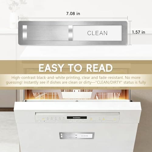 Dishwasher Magnet Clean Dirty Sign, Stainless Steel Magnetic Clean Dirty Dishwasher Sign,Matte Brushed Surface Cleaning/Dirt Indicator with Strong Magnet, Home Kitchen Organizer (Brushed Silver) - Thumbnail 2