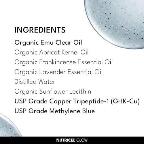 Nutricel Glow GHK-Cu Emu Oil Serum with Copper Peptides and Methylene Blue - Original Formula - Trusted Made in America Brand - 1 fl oz (30 mL) - Thumbnail 3